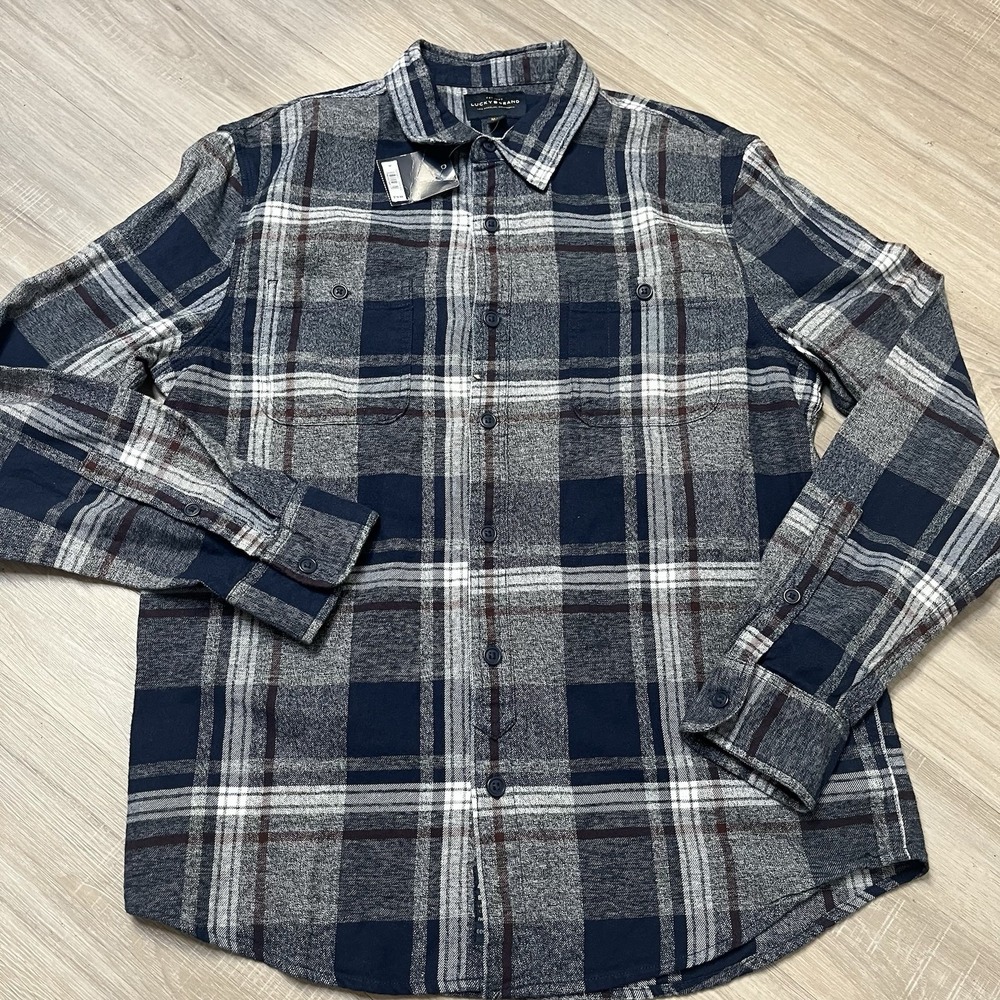 Lucky Brand Cloud Soft Shirt Mens Medium Multicolored Plaid Long Sleeve Flannel